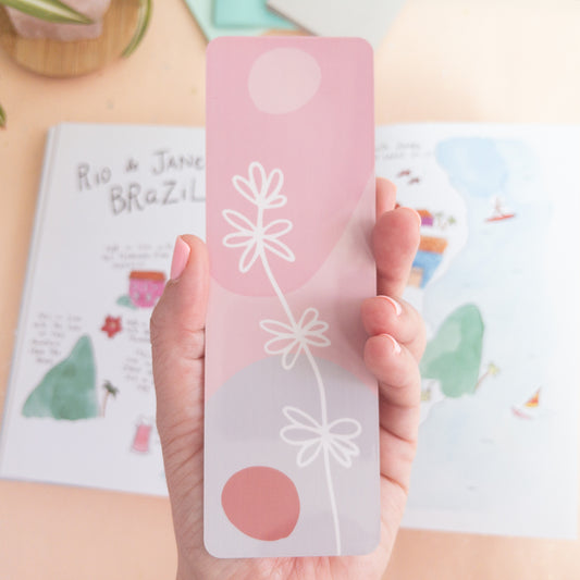 White Flowers Laminated Bookmark