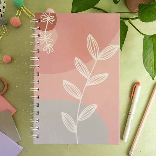 White Botanic Spiral Notebook