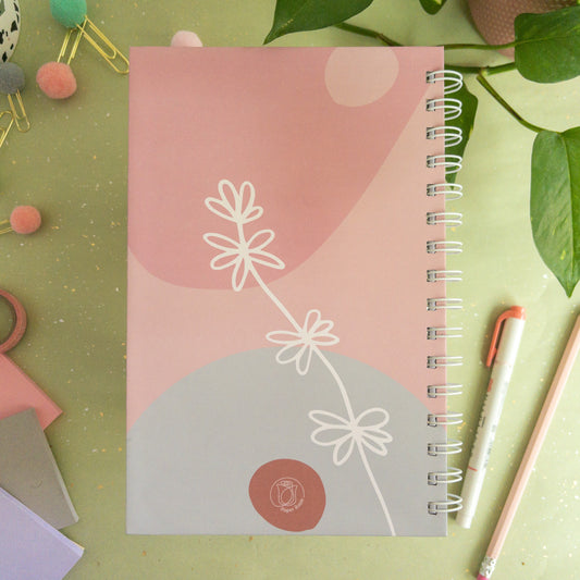 White Botanic Spiral Notebook