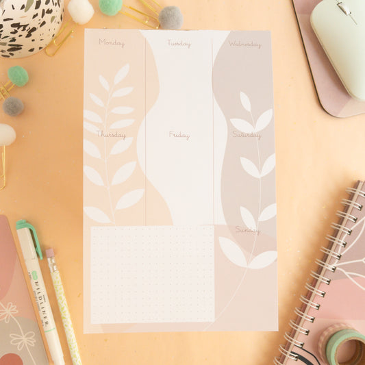 Sunset Botanic Weekly Planner Notepad - Half-letter
