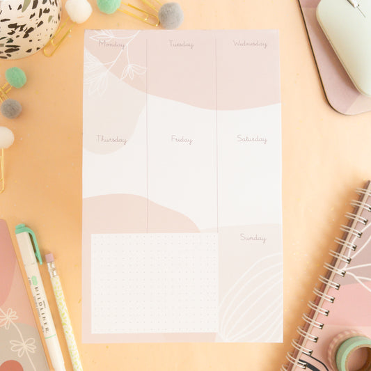 Blossom Weekly Planner Notepad - Half-letter