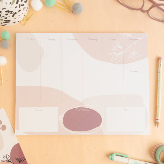 Blossom Weekly Planner Notepad -  letter size
