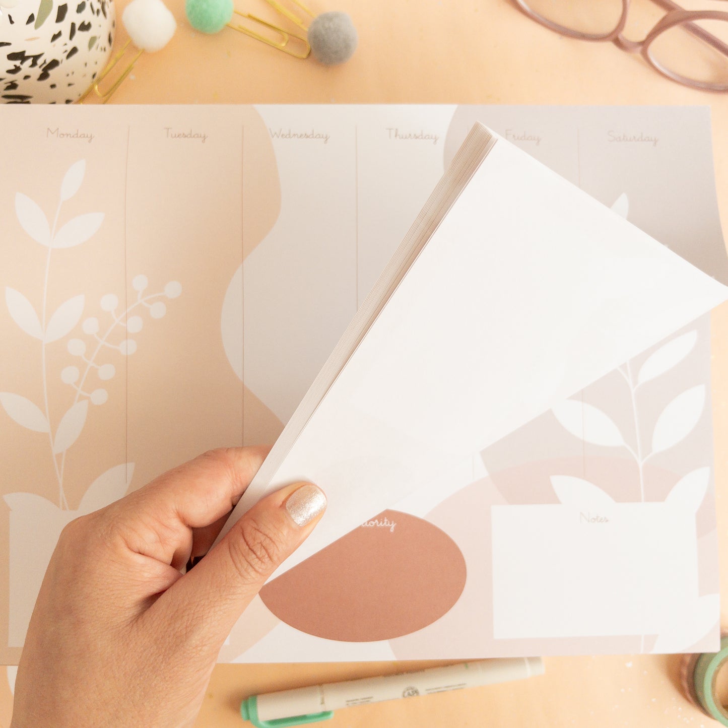 Sunset Botanic Weekly Planner Notepad - letter size