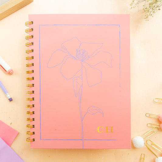 Coral Bloom B5 Wire Notebook