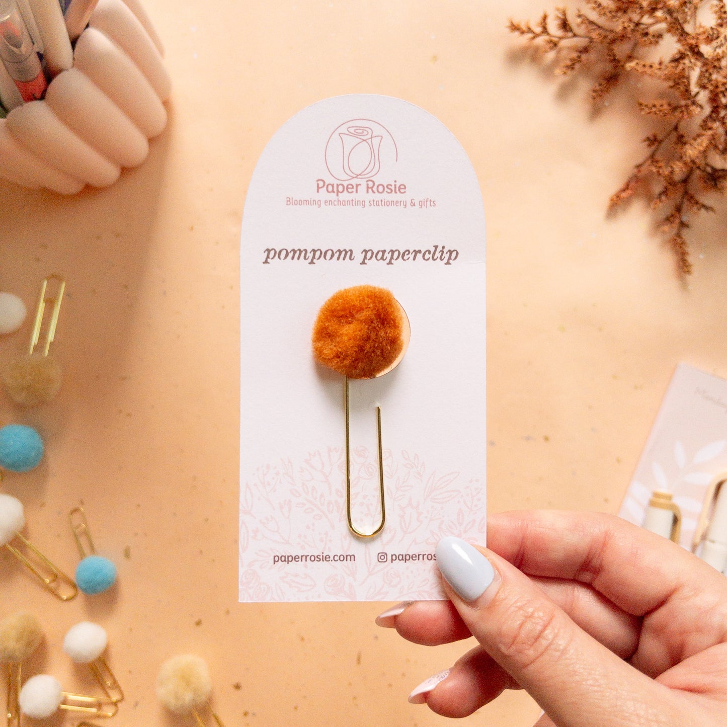 Pompom Elegant Plush Paper Clip - Jumbo