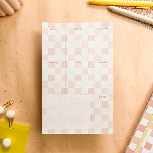 Sun-Kissed Checks Weekly Planner Notepad - Half-letter