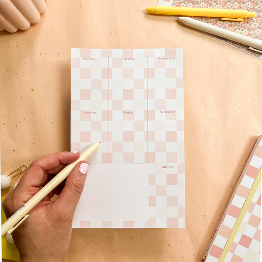 Sun-Kissed Checks Weekly Planner Notepad - Half-letter