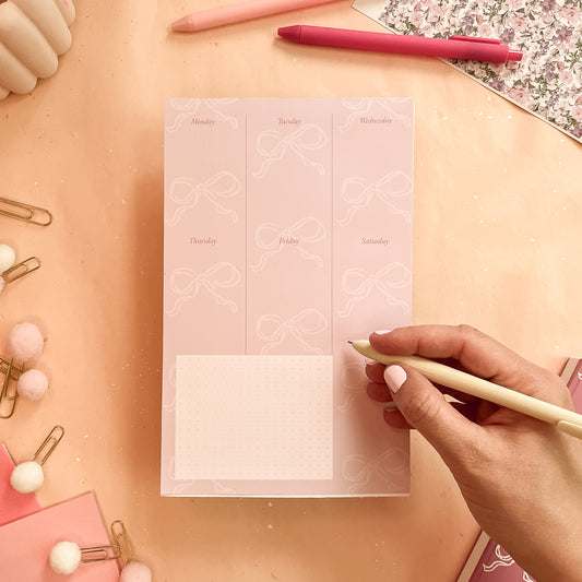Coquette Bloom Weekly Planner Notepad - Half-letter