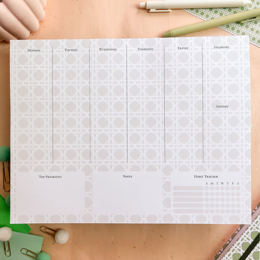 Sage Trellis Weekly Planner Notepad - letter size