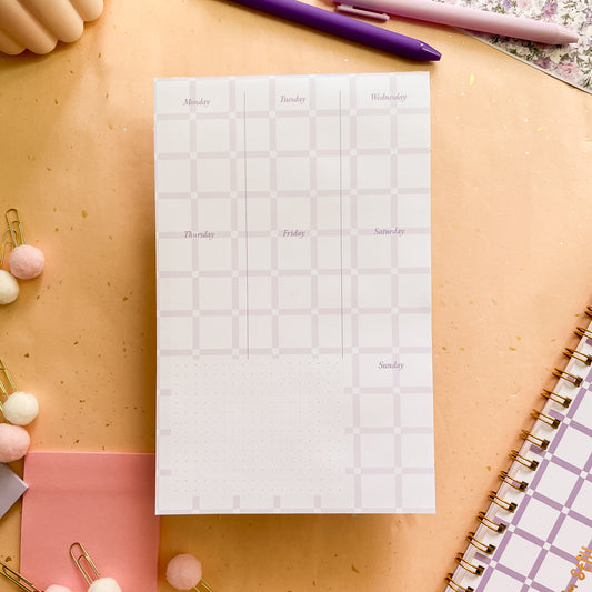 Orchid Grid Weekly Planner Notepad - Half-letter