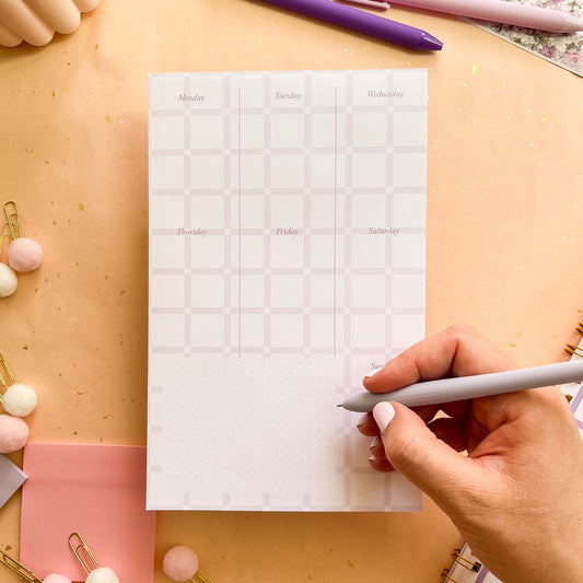 Orchid Grid Weekly Planner Notepad - Half-letter