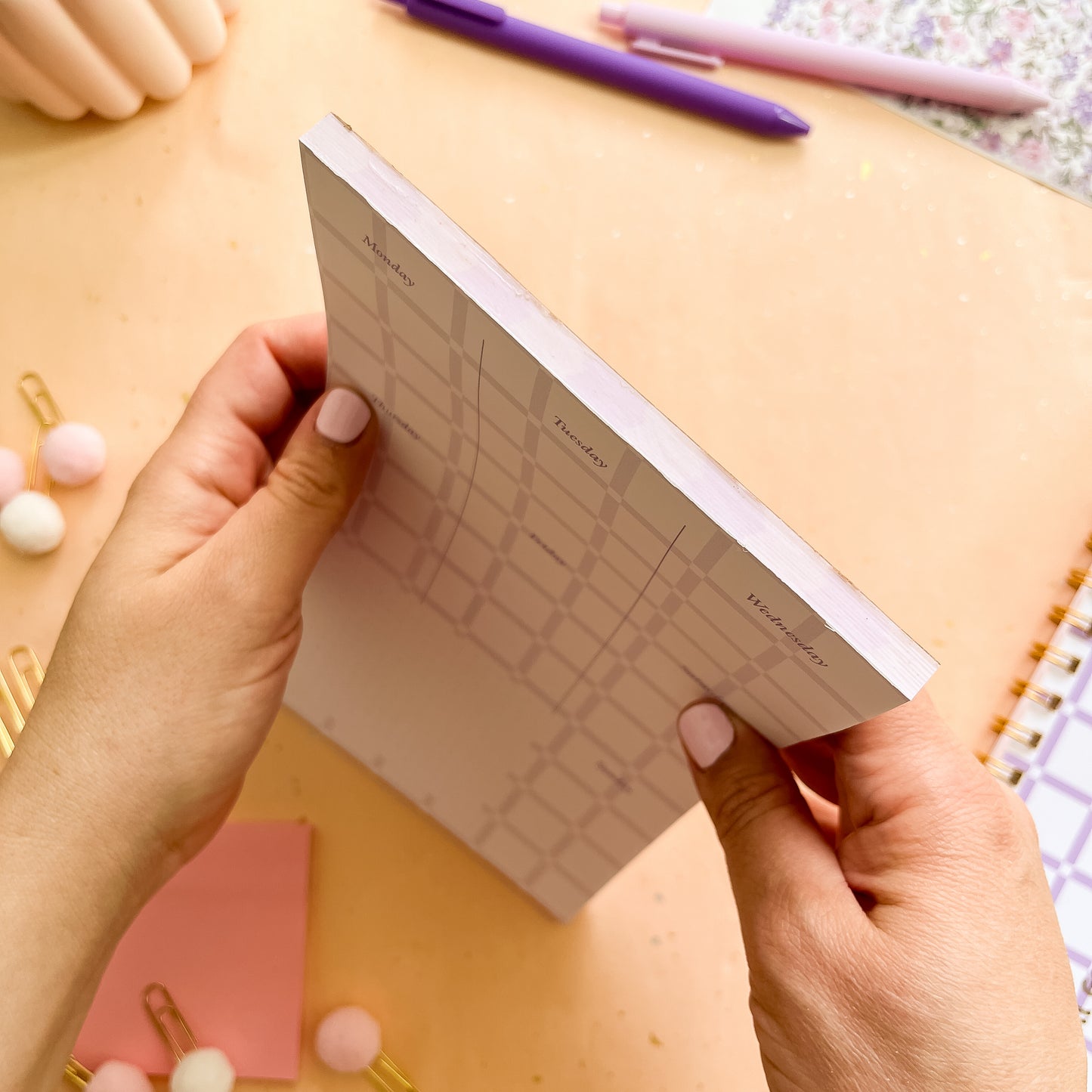 Orchid Grid Weekly Planner Notepad - Half-letter