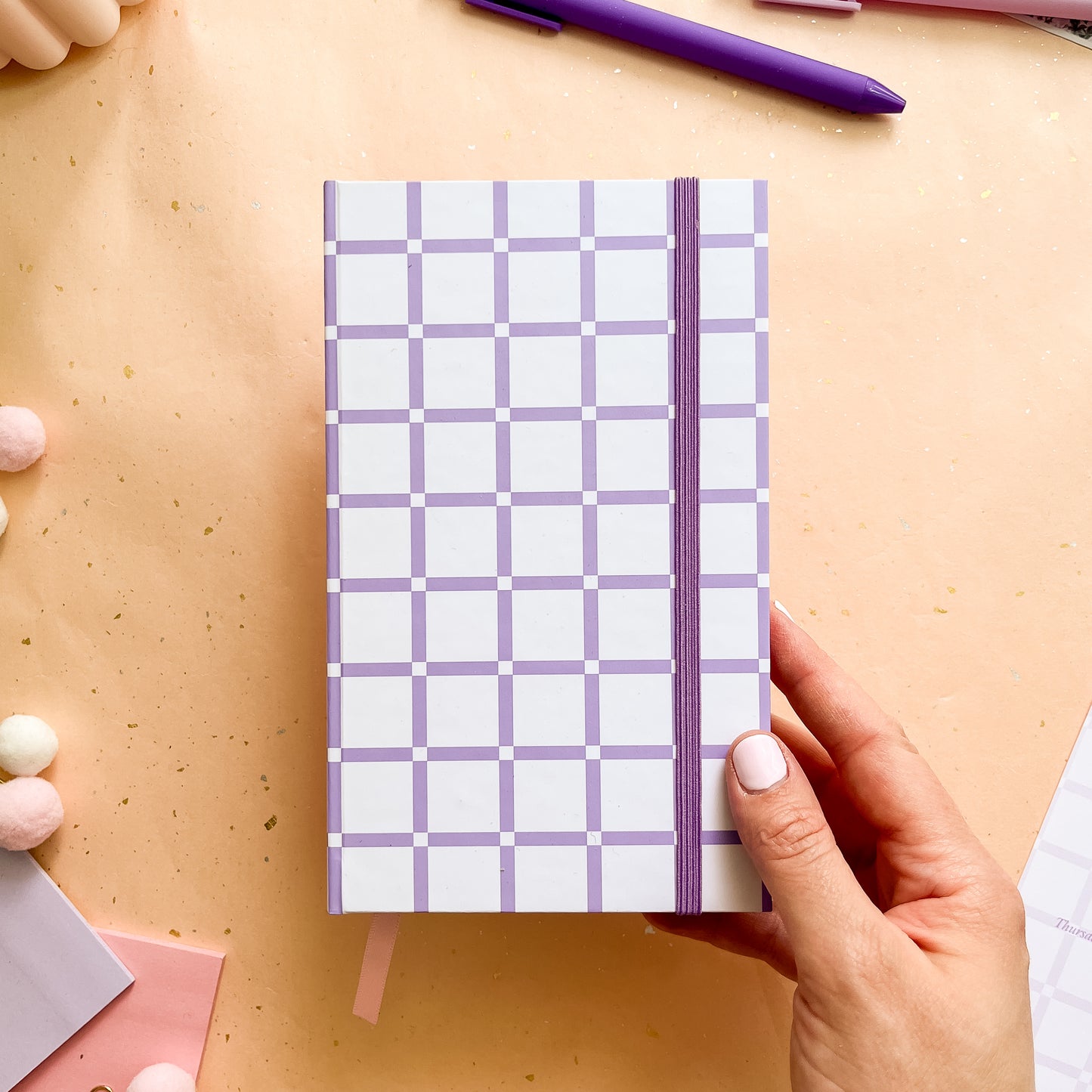 Orchid Grid B6 Case-Bound Notebook