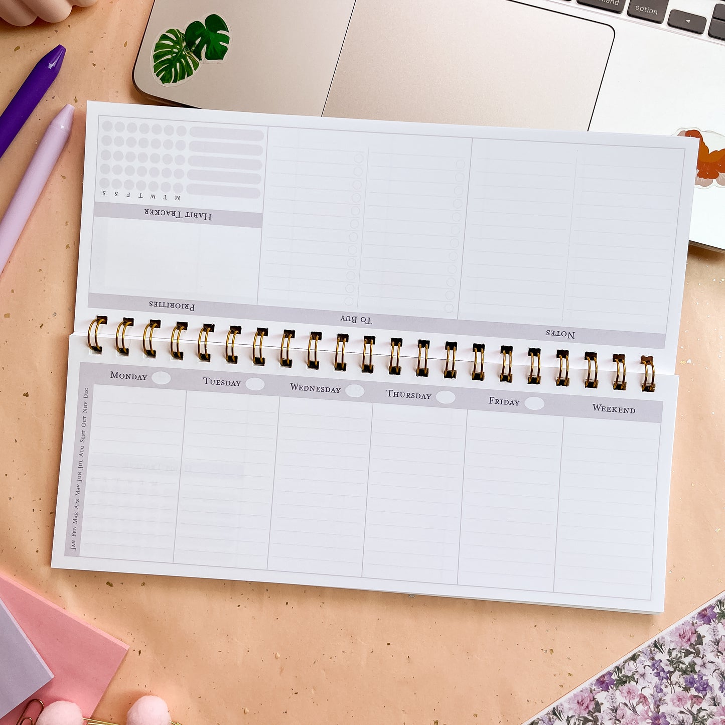 Orchid Grid Weekly Keyboard Planner