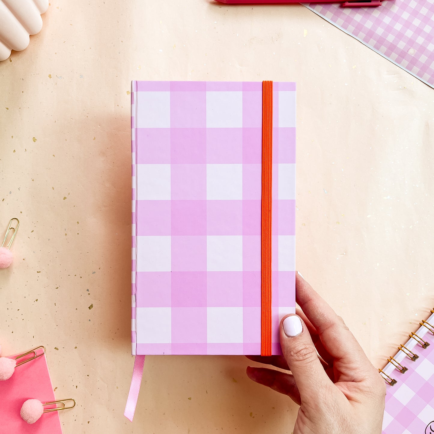 Berry Gingham Notebook, B6, Case-Bound