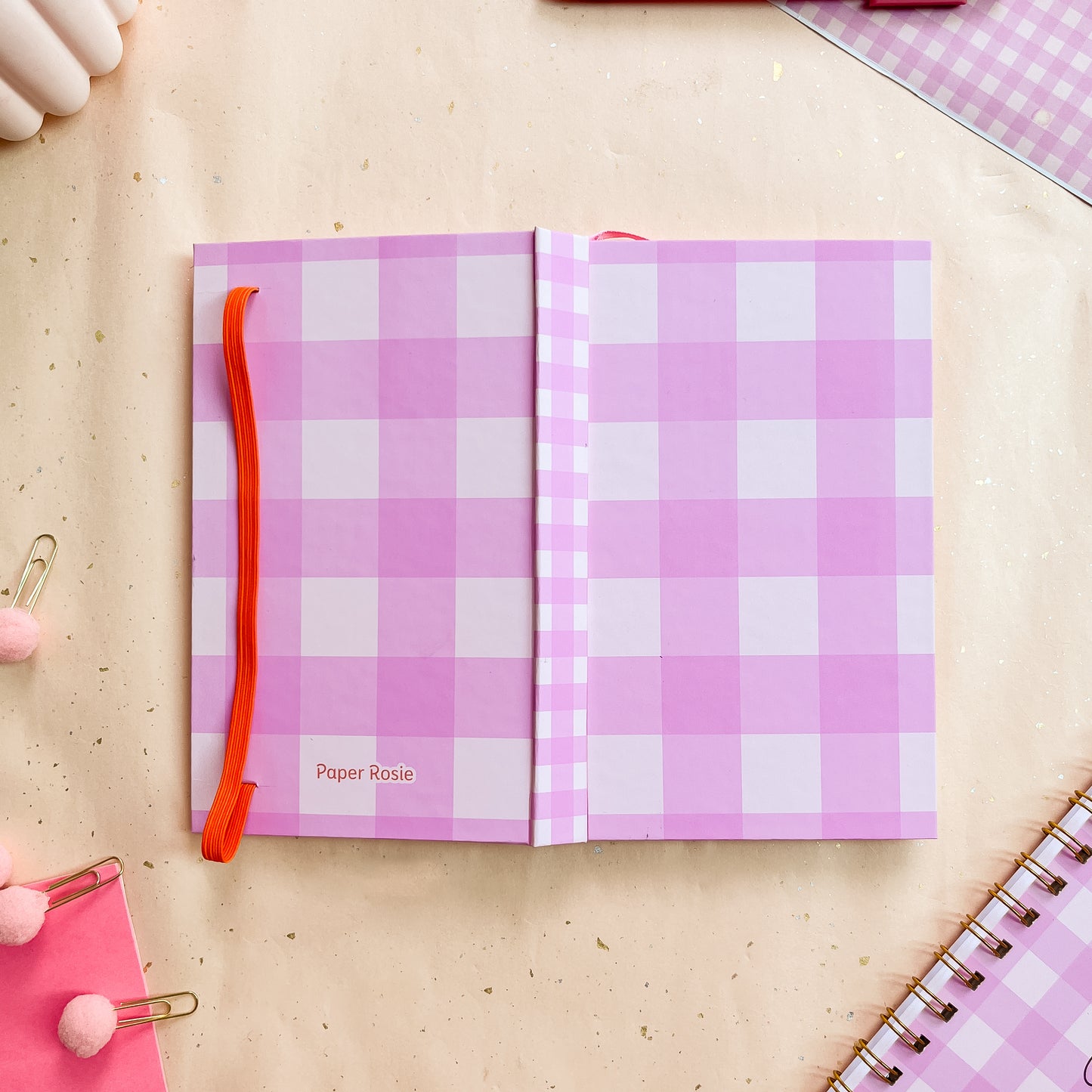 Berry Gingham Notebook, B6, Case-Bound