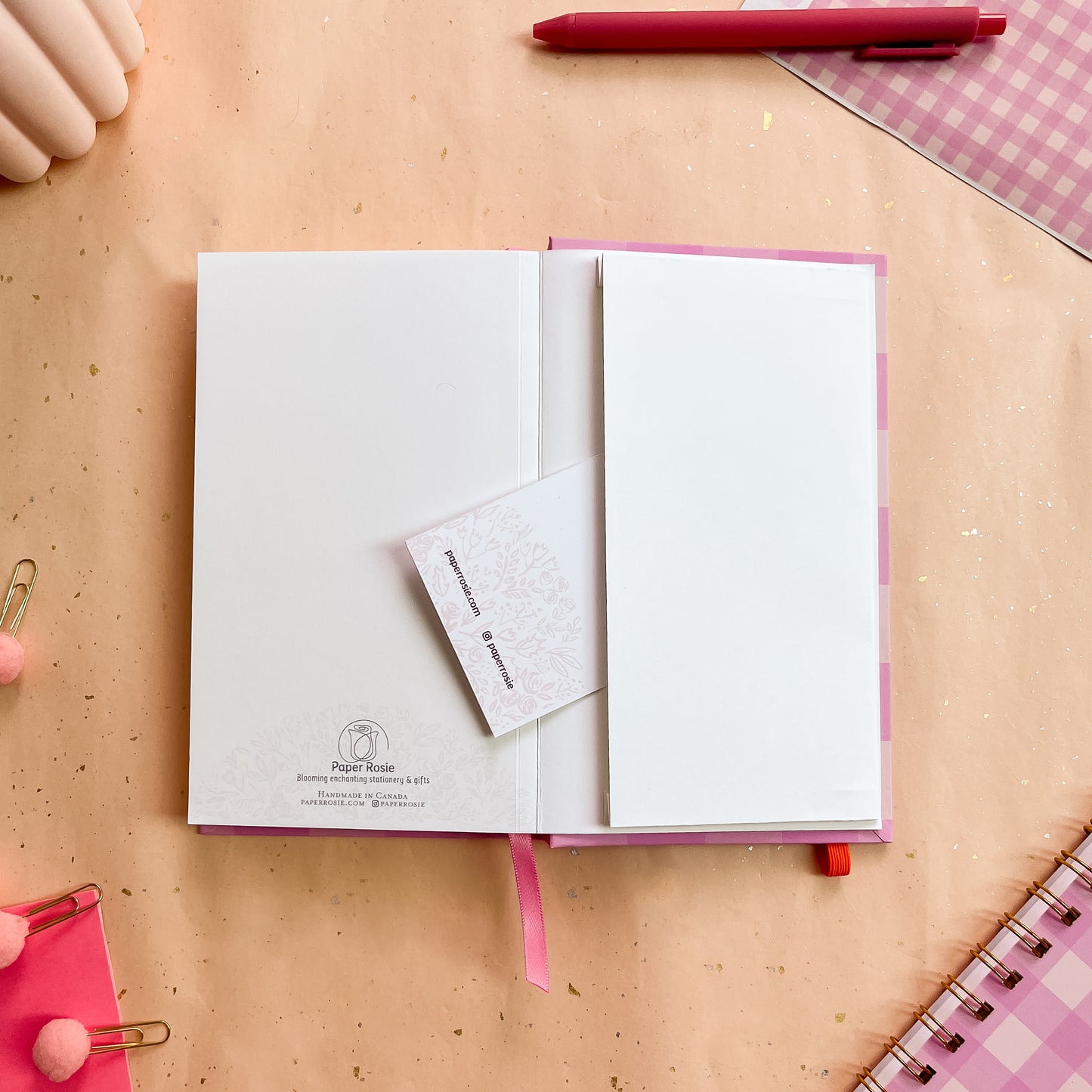 Berry Gingham Notebook, B6, Case-Bound