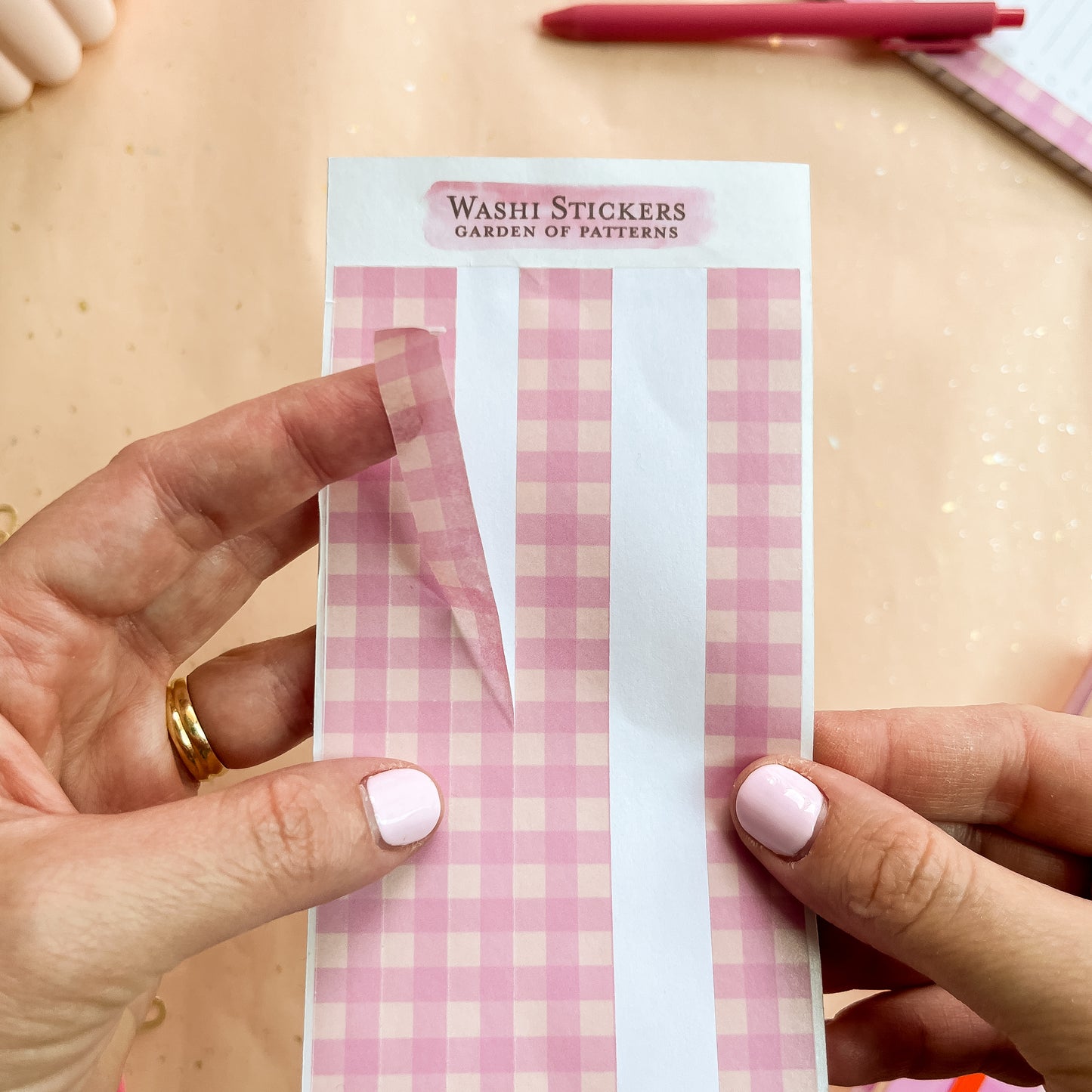 Berry Gingham Washi Sticker Sheet
