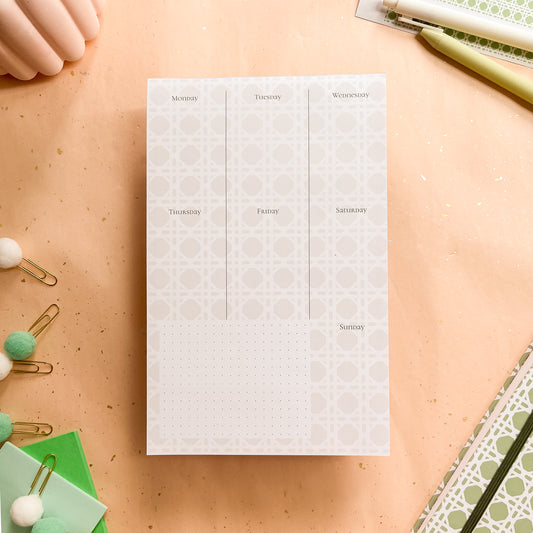 Sage Trellis Weekly Planner Notepad - Half-letter