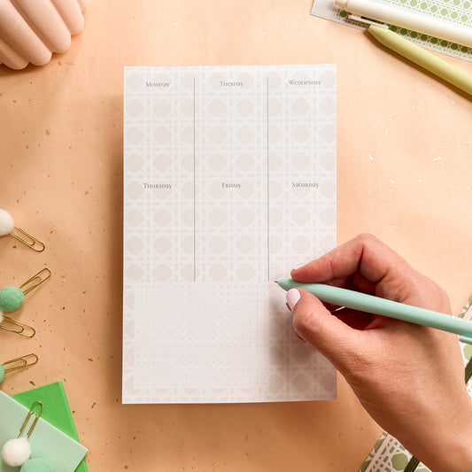 Sage Trellis Weekly Planner Notepad - Half-letter