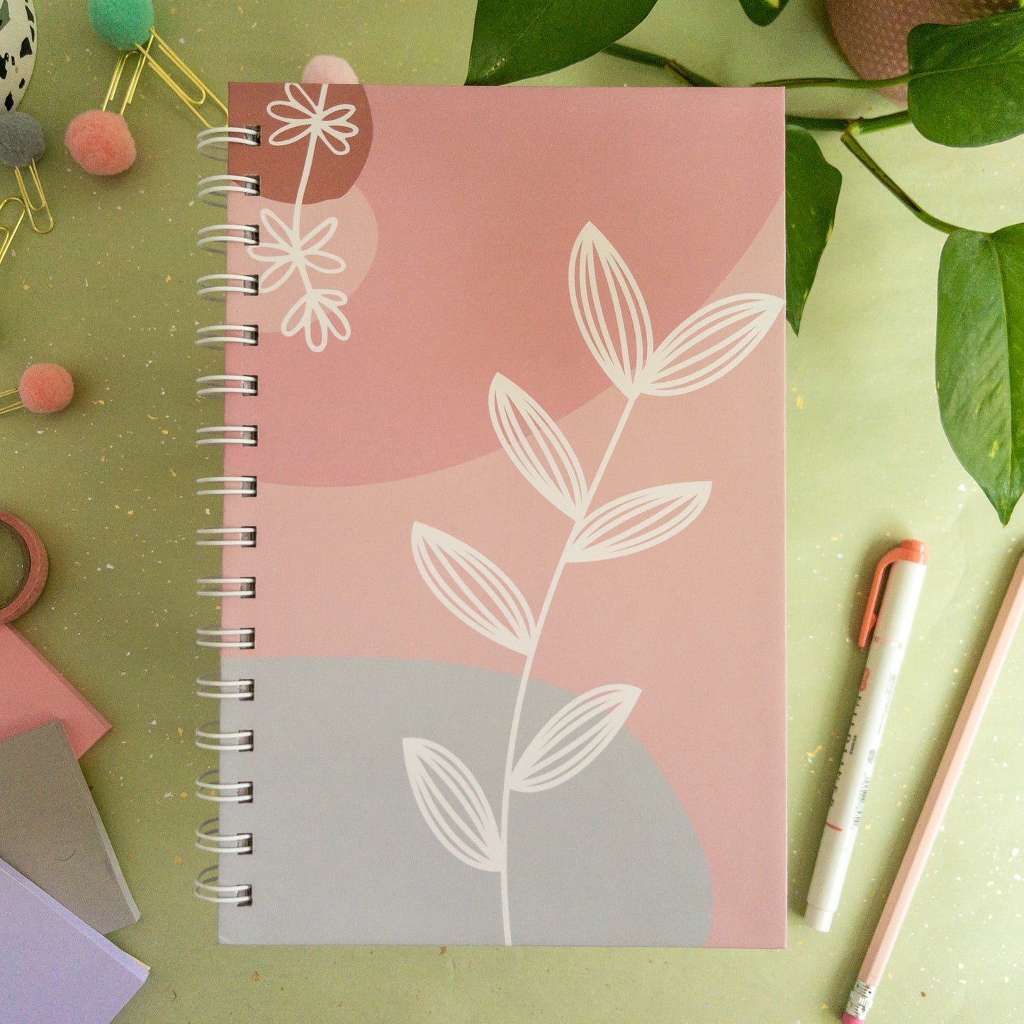 Spiral Notebook White Botanic