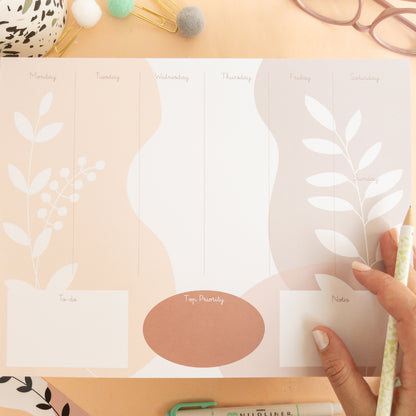 Sunset Botanic Weekly Planner Notepad - 8.5 x 11"