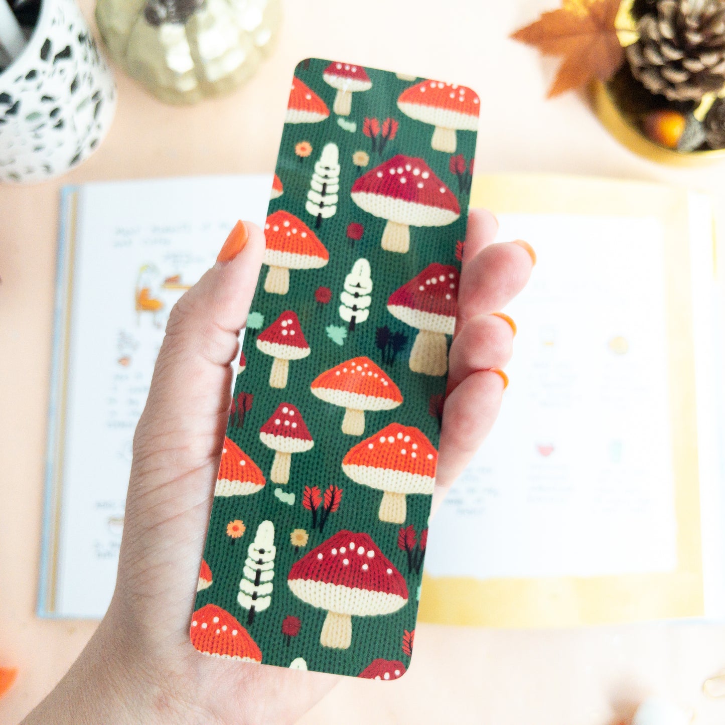 Bookmark Knitted Mushroom Forest