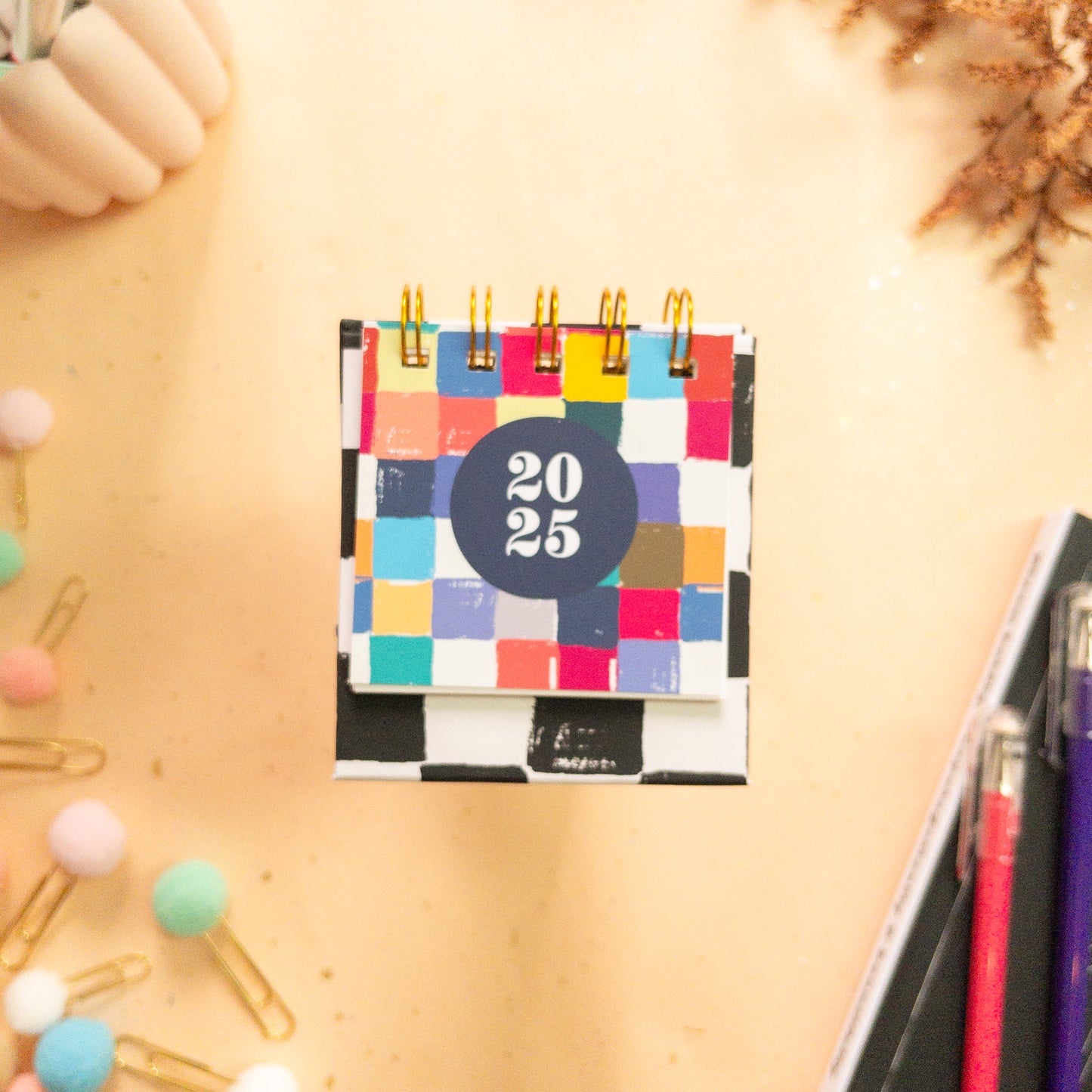 Happiness in Checkered 2025 Petite Desk Calendar