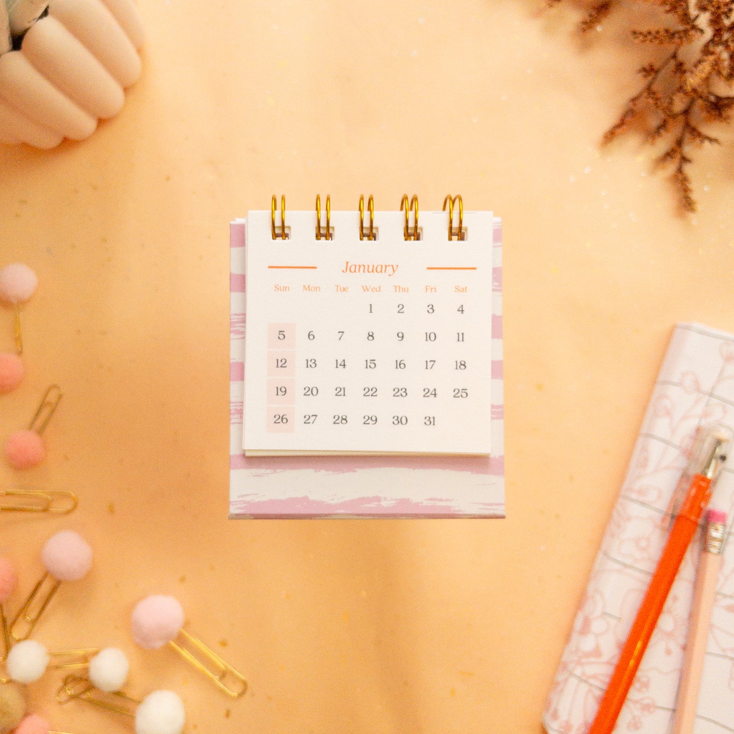 Summery Floral 2025 Petite Desk Calendar