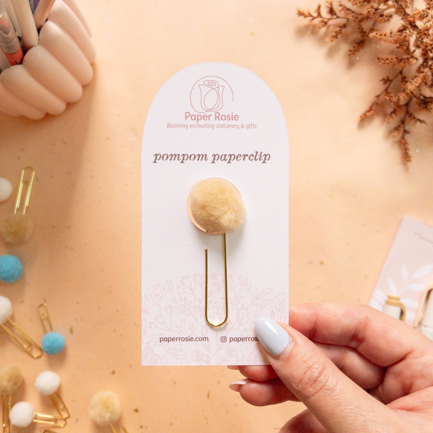 Pompom Elegant Plush Paper Clip - Jumbo