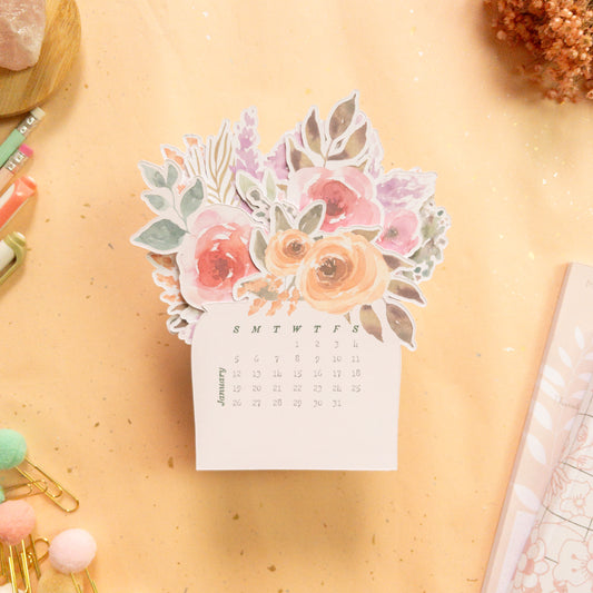 Lovely Bouquet 2025 Desk Calendar - NO stand (calendar only)