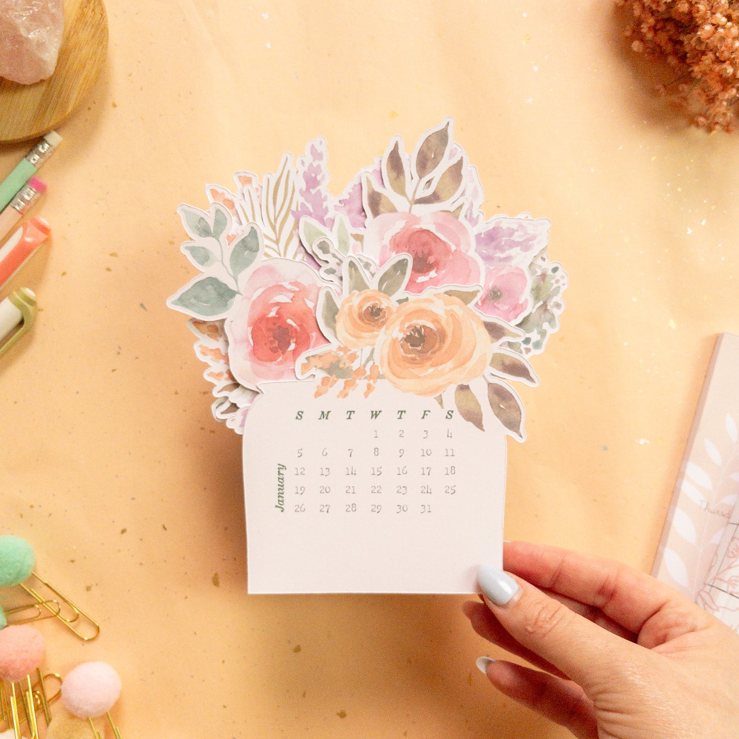 Lovely Bouquet 2025 Desk Calendar - NO stand (calendar only)