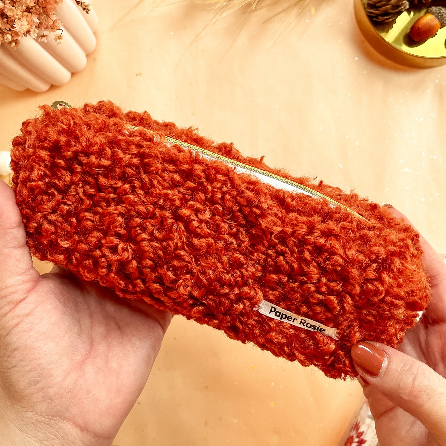 Cozy Pumpkin Spice Teddy Pencil Case - Small Pouch