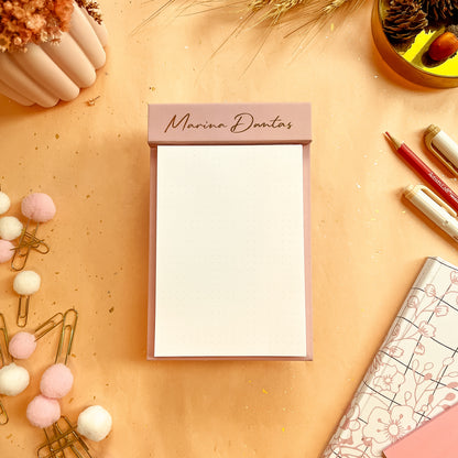 Blush Pink Spice Luxe Desk Notepad - Personalizable