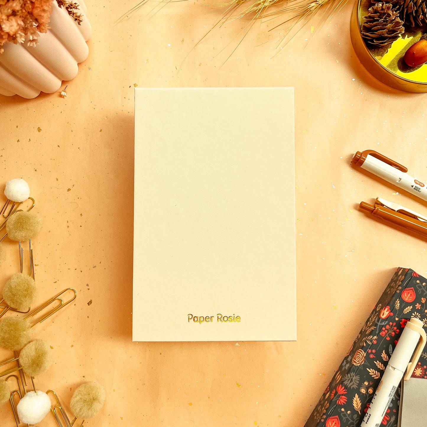 Cream Luxe Desk Notepad - Personalizable