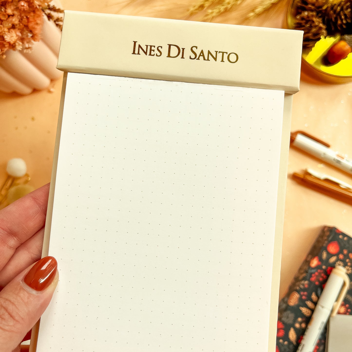 Cream Luxe Desk Notepad - Personalizable