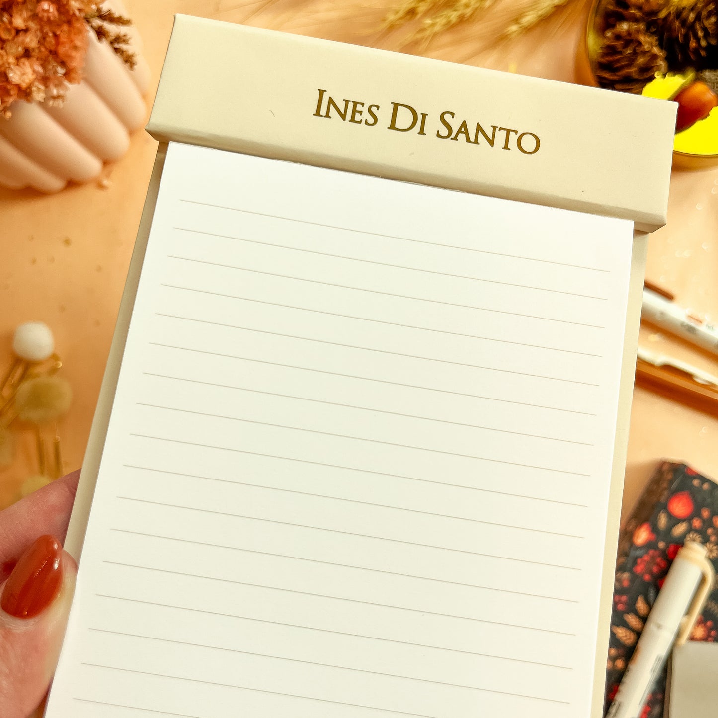 Cream Luxe Desk Notepad - Personalizable