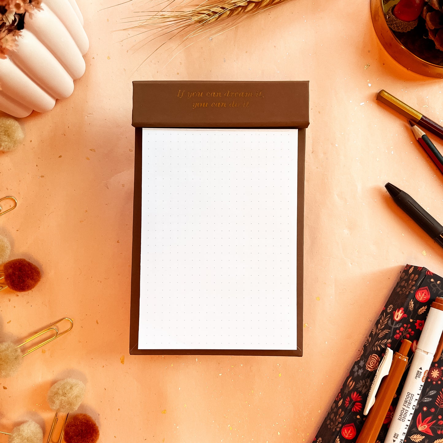 Mocha Luxe Desk Notepad - Personalizable