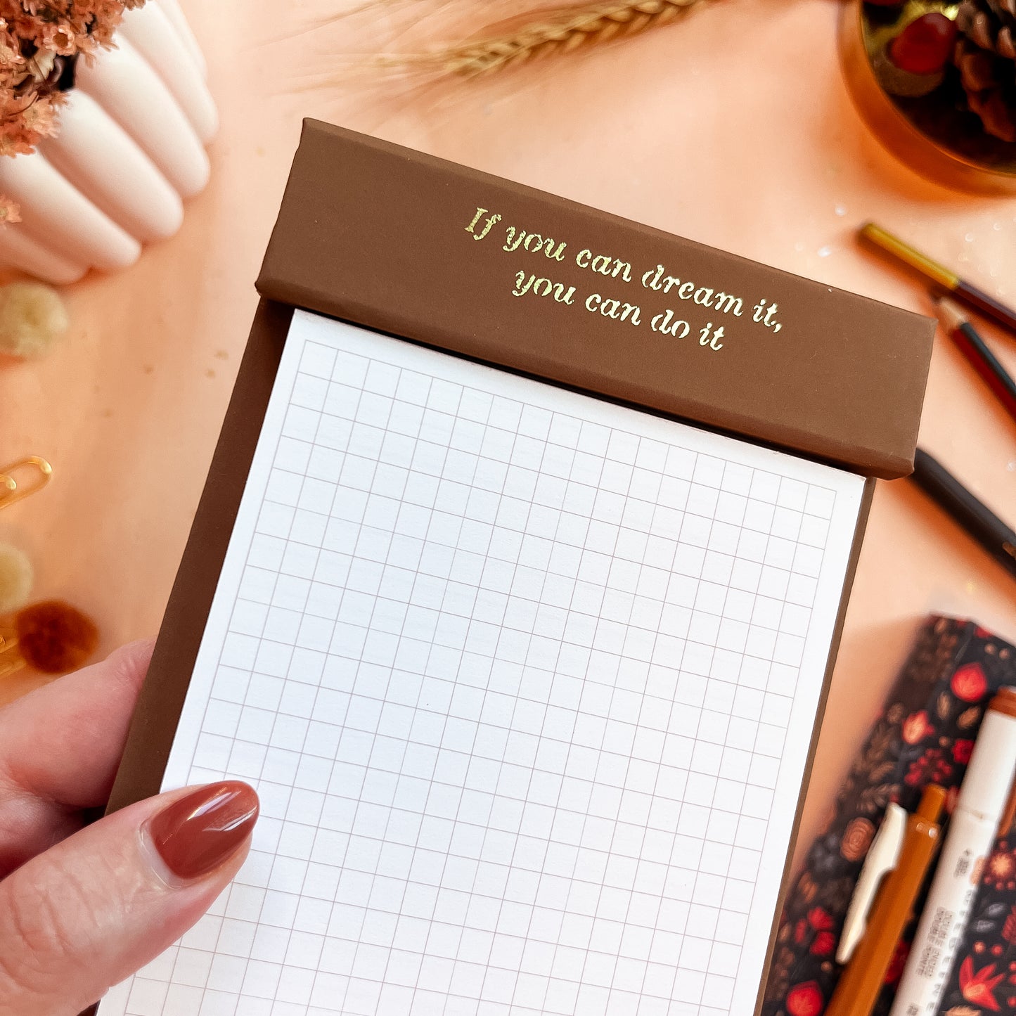 Mocha Luxe Desk Notepad - Personalizable