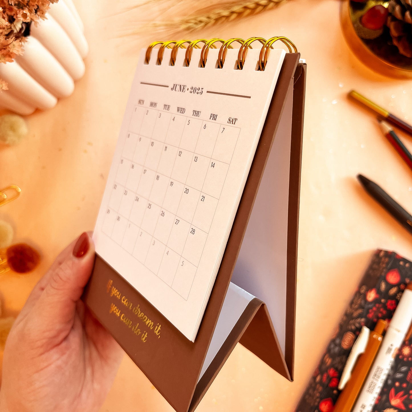 Mocha Chic Desk Calendar - Personalizable