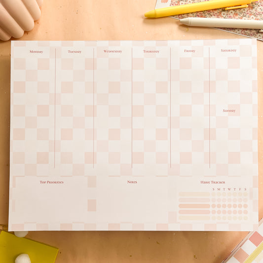 Sun-Kissed Checks Weekly Planner Notepad - letter size