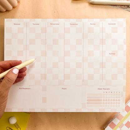 Sun-Kissed Checks Weekly Planner Notepad - letter size