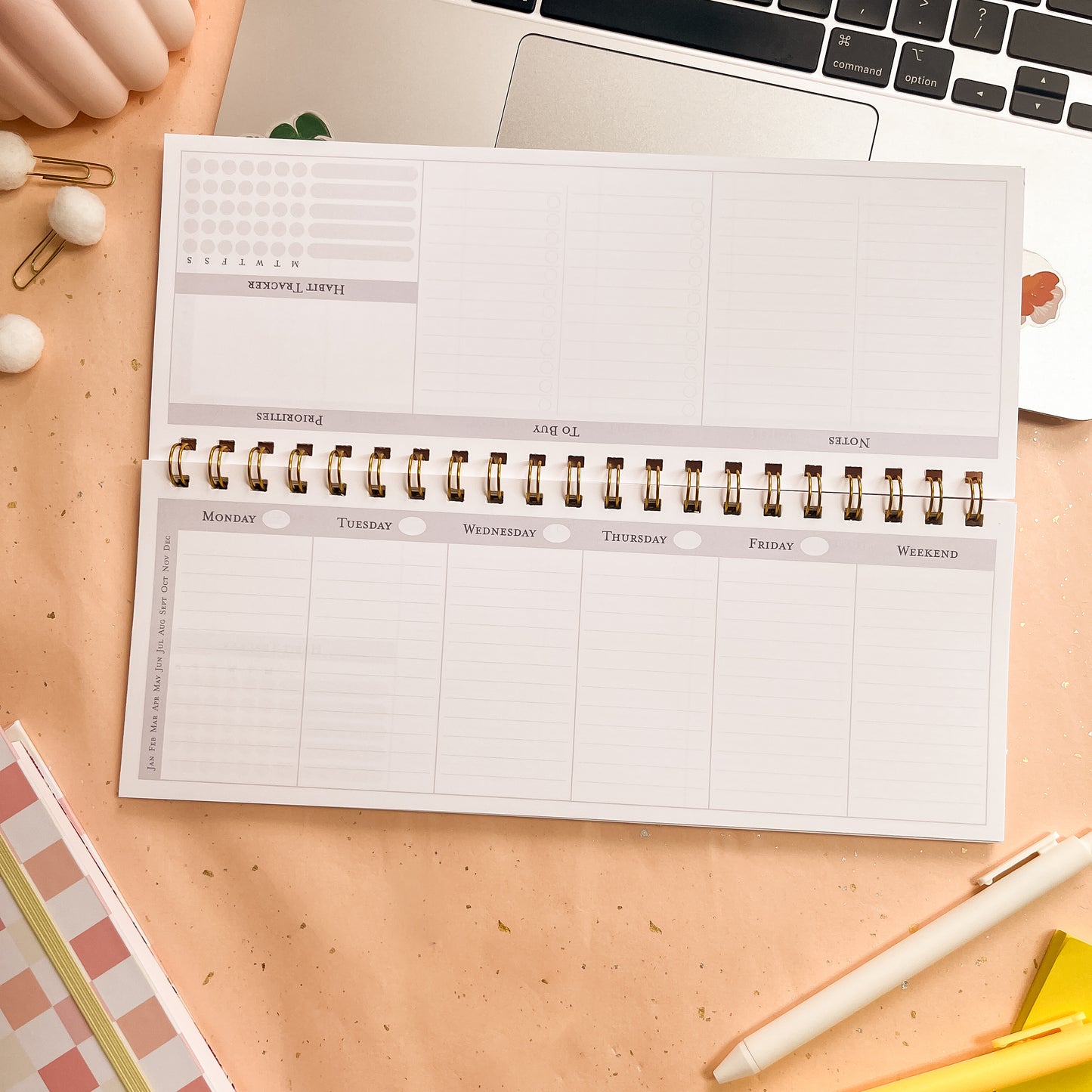 Sun-Kissed Checks Weekly Keyboard Planner