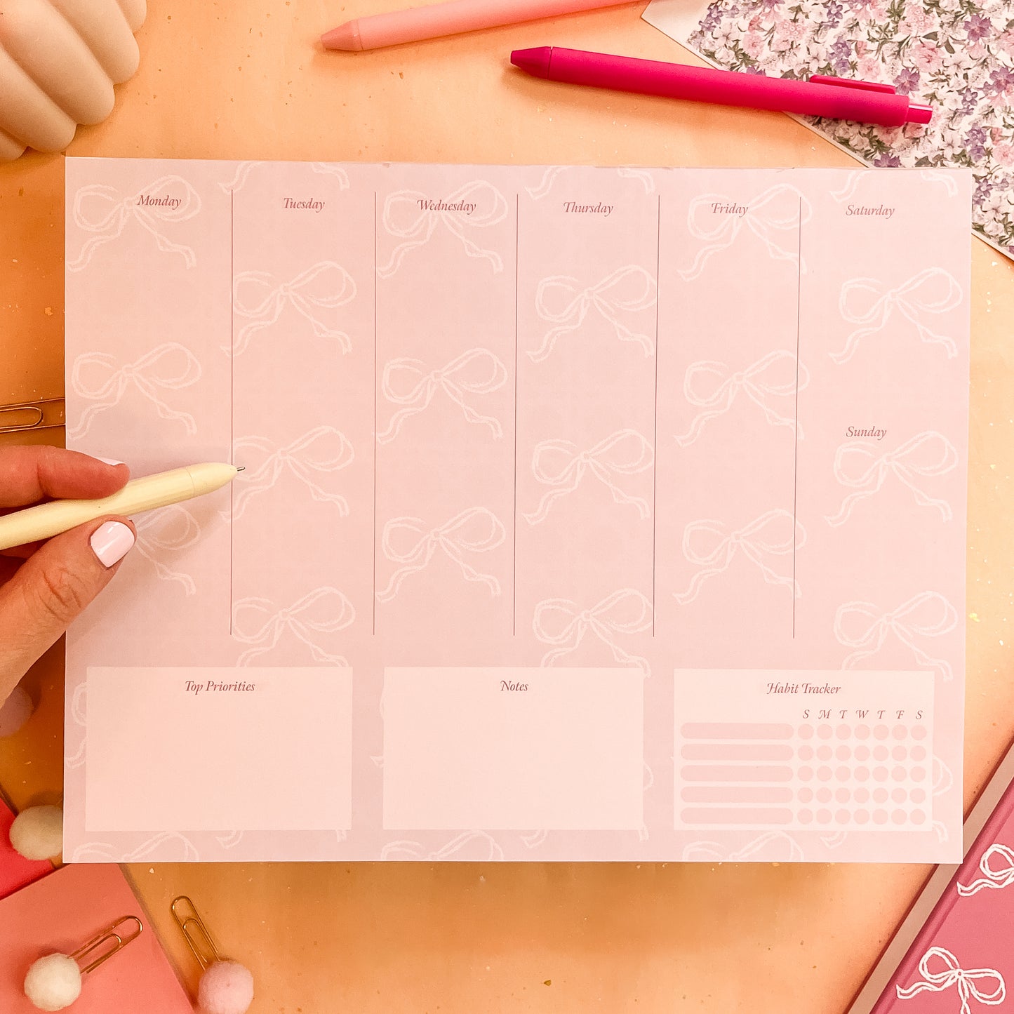 Coquette Bloom Weekly Planner Notepad - letter size