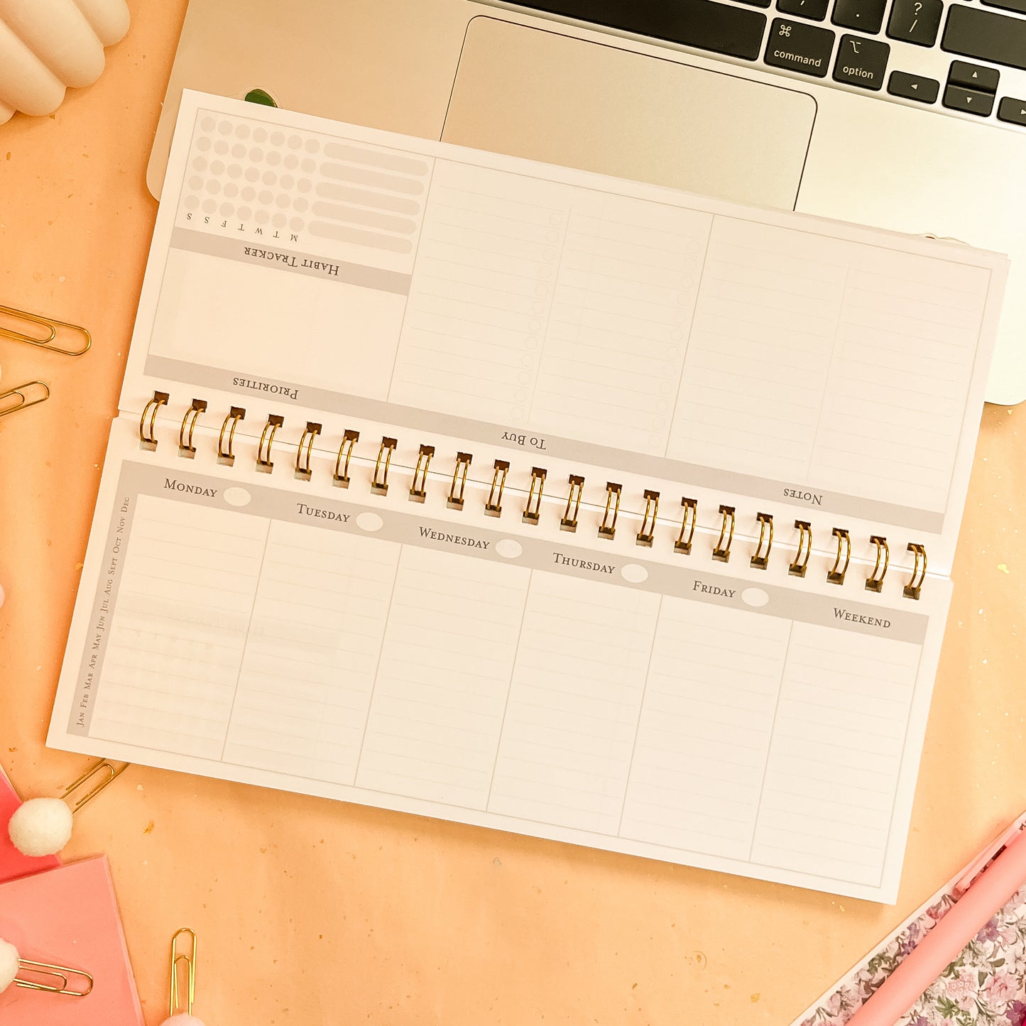 Coquette Bloom Weekly Keyboard Planner