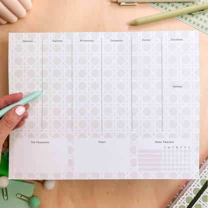 Sage Trellis Weekly Planner Notepad - letter size