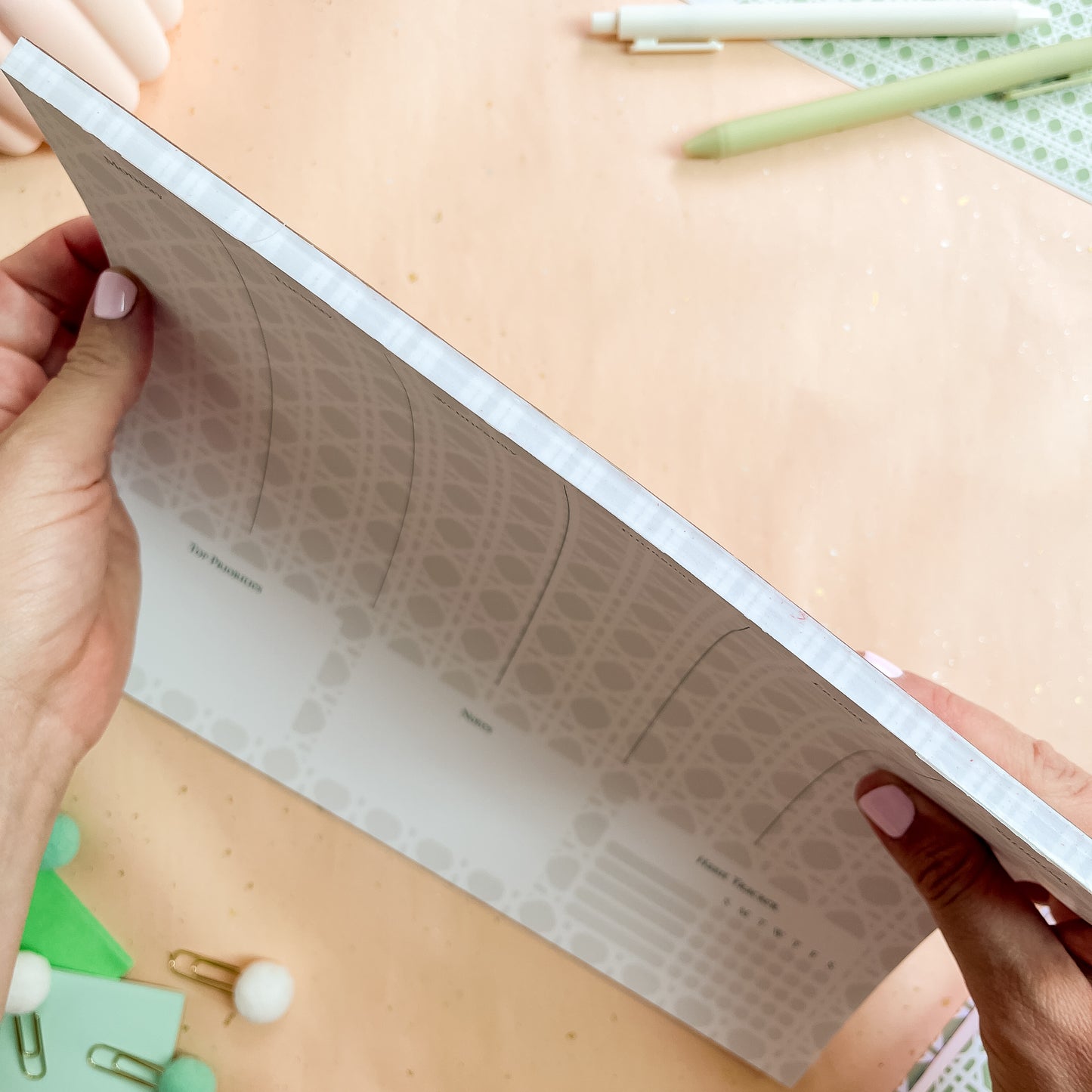 Sage Trellis Weekly Planner Notepad - letter size