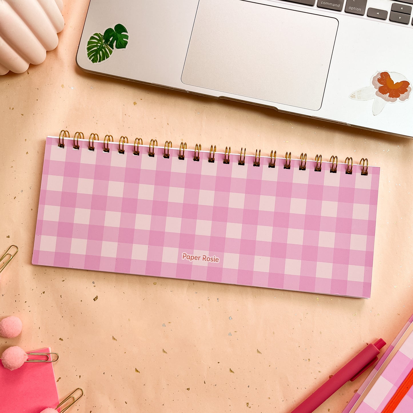 Berry Gingham Weekly Keyboard Planner