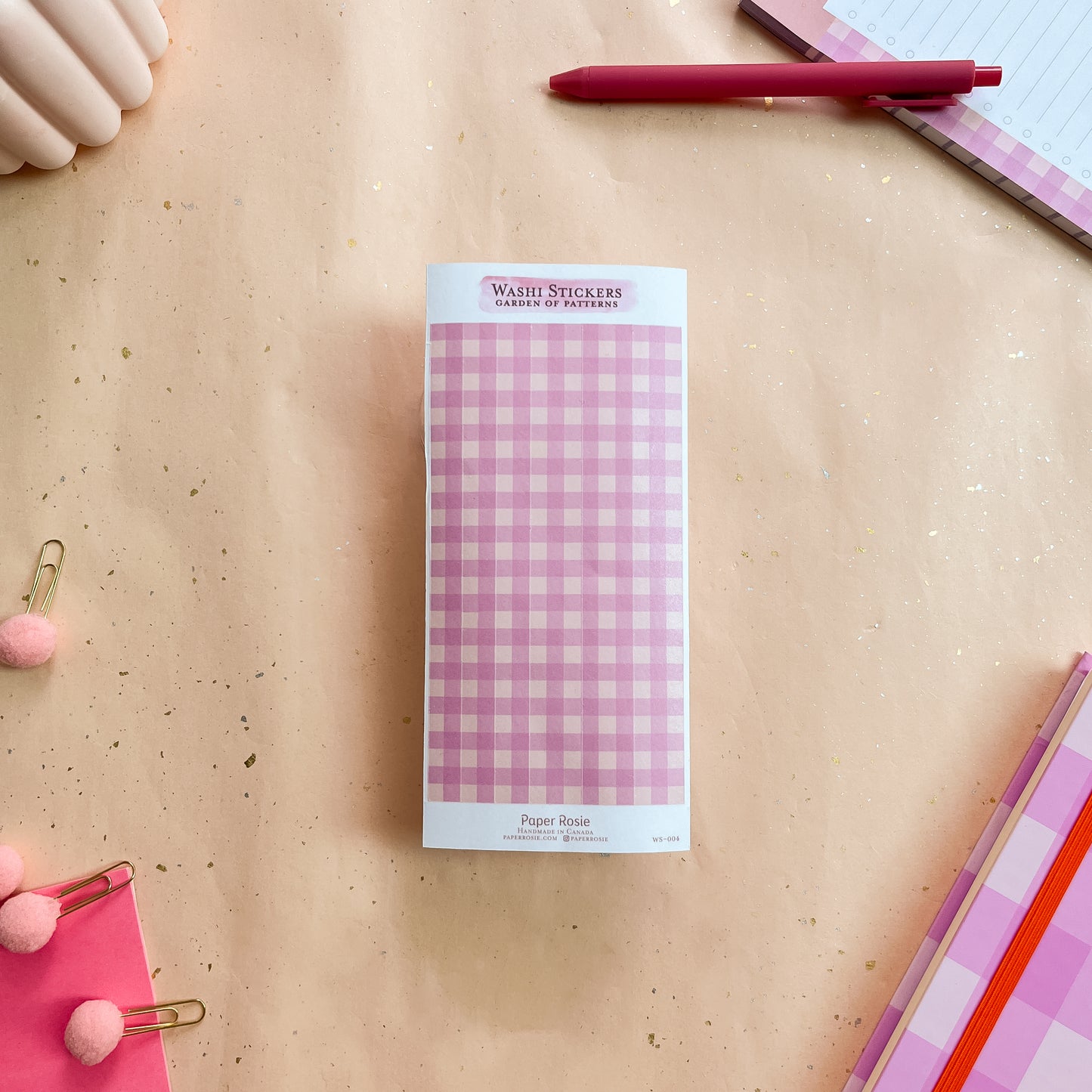 Berry Gingham Washi Sticker Sheet