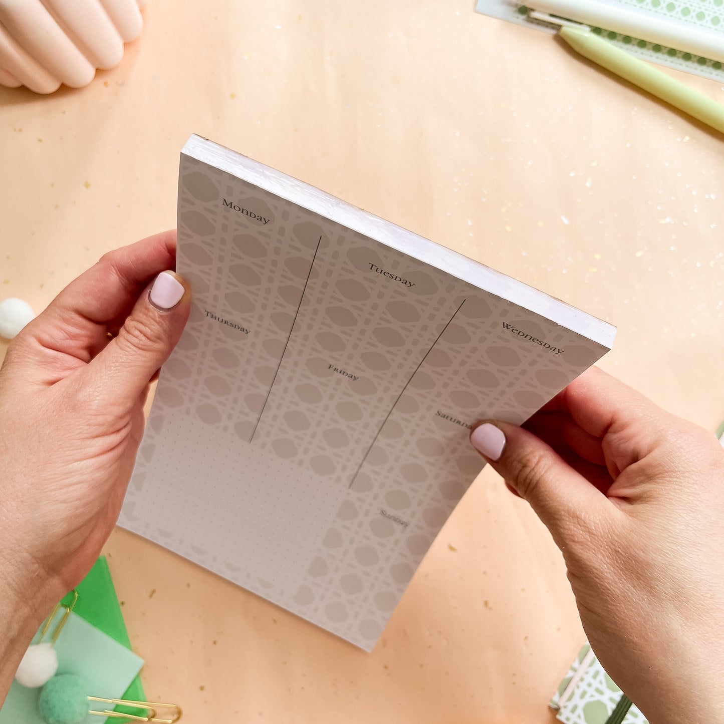 Sage Trellis Weekly Planner Notepad - Half-letter